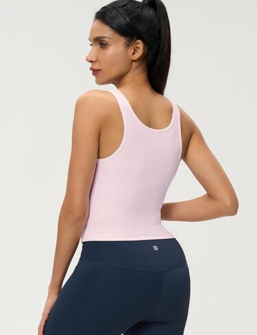 AJISAI Womens Double Lined Workout Tank Tops Scoop Neck Yoga Tanks Casual Crop Sleeveless Summer Top in Saudi Arabia
