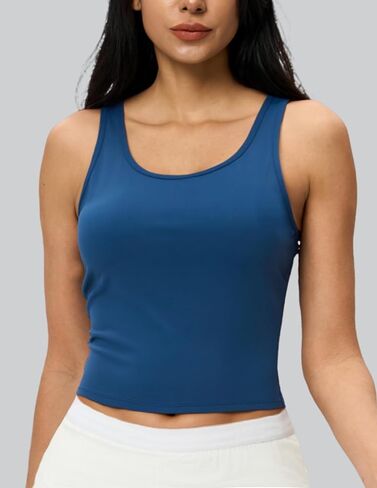 Ajisai Womens مزدوجة تصطف تجريب TOPS قمم سكوب الرقبة يوجا خزانات المحاصيل غير أكيمة صيف الصيف in Kuwait