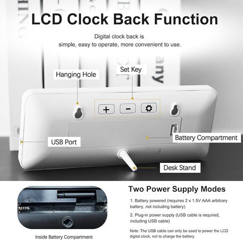 Jofomp LCD ساعات الحائط الرقمية تعمل بطارية ، 8.5 بوصة على مدار الساعة الحديثة لديكور غرفة المعيشة ، ساعة حائط رقمية بسيطة مع درجة الحرارة/التاريخ/الوقت - 12/24 ساعة ، ساعة مكتب صغيرة لمكتب غرفة النوم in Kuwait