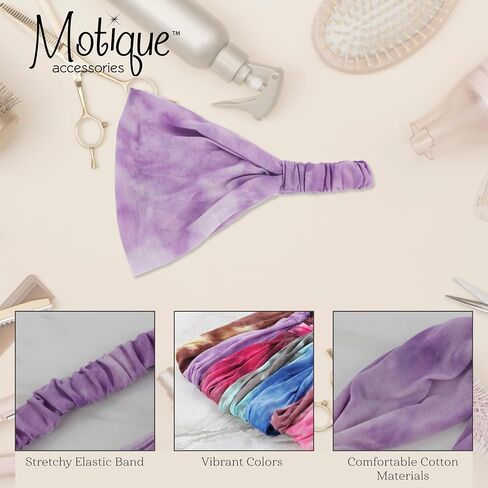 Motique Accessories Brown Soft Headwrap Tye Dye Boho Wide Headband Yoga in Kuwait