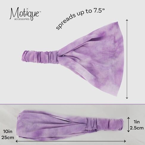 Motique Accessories Brown Soft Headwrap Tye Dye Boho Wide Headband Yoga in Kuwait