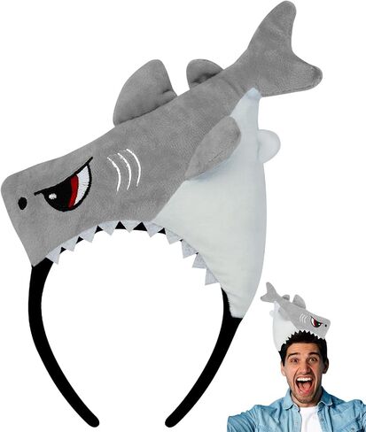 KHC-KHF Shark-Headband Funny-Hat Halloween Shark Funder Hairband Plush Beach Ocean Ocean Animal Assories Offic in Kuwait
