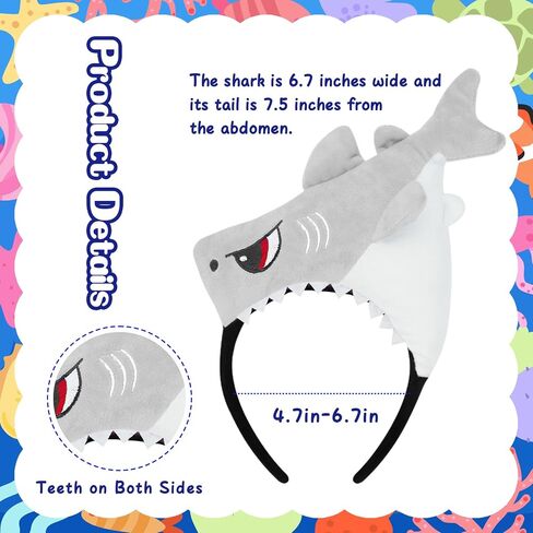 KHC-KHF Shark-Headband Funny-Hat Halloween Shark Funder Hairband Plush Beach Ocean Ocean Animal Assories Offic in Kuwait