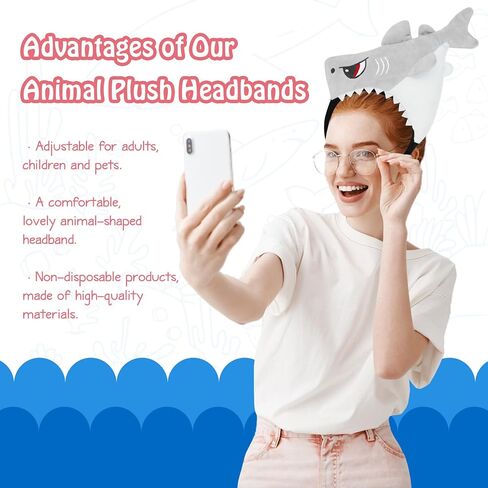 KHC-KHF Shark-Headband Funny-Hat Halloween Shark Funder Hairband Plush Beach Ocean Ocean Animal Assories Offic in Kuwait