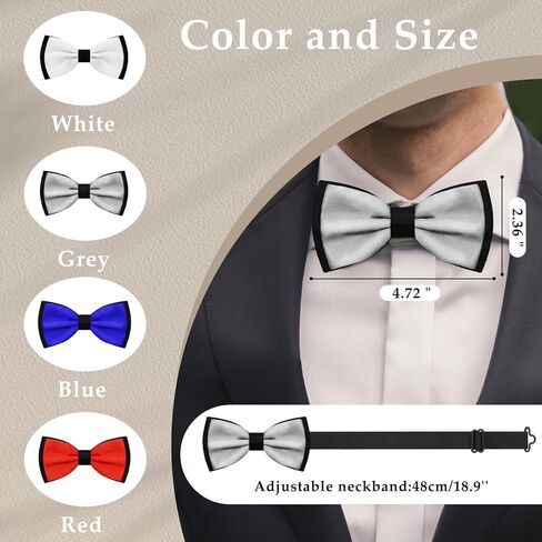 Bow Ties for Men, Pre-Tied Bow Tie Adjustable Bowties Solid Color Bow Ties for Wedding Party Prom Ceremony Tuxedo in Saudi Arabia
