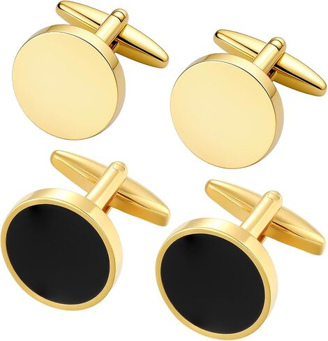 GWD 2 Pairs Cufflinks For Men Classic Stainless Steel Silver Gold Groom Cuff links Mens Shirt Business Wedding Gifts in Saudi Arabia