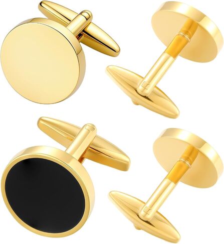 GWD 2 Pairs Cufflinks For Men Classic Stainless Steel Silver Gold Groom Cuff links Mens Shirt Business Wedding Gifts in Saudi Arabia