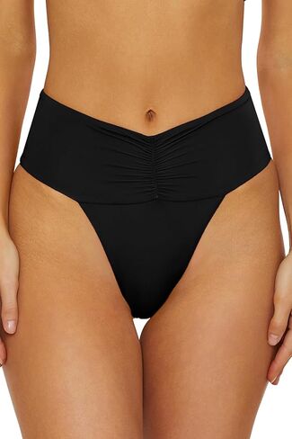 Women's Belmore Shirred Banded Bikini Bottom, Cheeky Coverage, Swimwear Separates in Kuwait