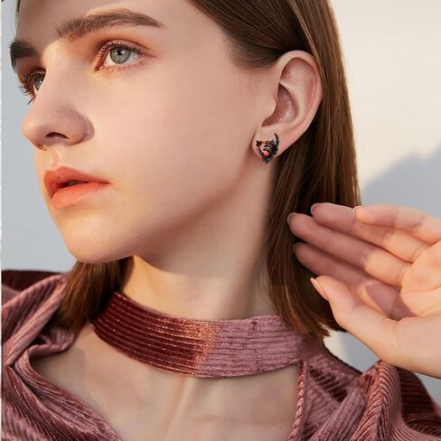 Ohayoo Healdon Hand Earrings 925 Sterling Silver Skull Arrings Halloween Halloween Stud arocks Hompts Gothic Jewelry Gifts for Women Men in Kuwait