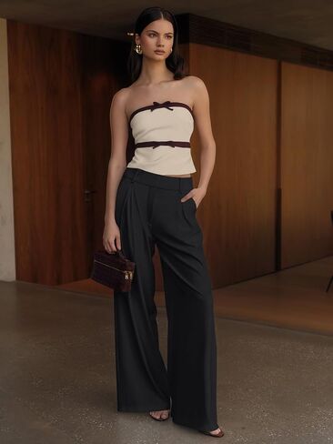 NIMIN High Waisted Dressy Pants for Women Straight Leg Business Casual Work Trousers Office Slacks with Pockets in Kuwait
