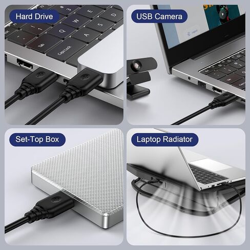 كابل طابعة USB 10FT USB-A إلى USB-B كابل USB 2.0 كابل الماسح الضوئي نوع B كابل طابعة عالية السرعة لأجهزة الكمبيوتر المحمول HP Canon Dell Epson Samsung Brother Lexmark Piano Keyboard MIDI Controller Computer in Saudi Arabia