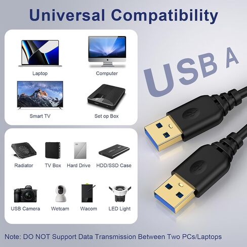 كابل طابعة USB 10FT USB-A إلى USB-B كابل USB 2.0 كابل الماسح الضوئي نوع B كابل طابعة عالية السرعة لأجهزة الكمبيوتر المحمول HP Canon Dell Epson Samsung Brother Lexmark Piano Keyboard MIDI Controller Computer in Saudi Arabia