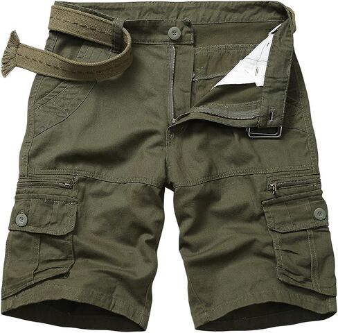 Men's Cotton Cargo Shorts Relaxed Fit Outdoor Casual Work Shorts with Zipper Pockets No Belt in Kuwait