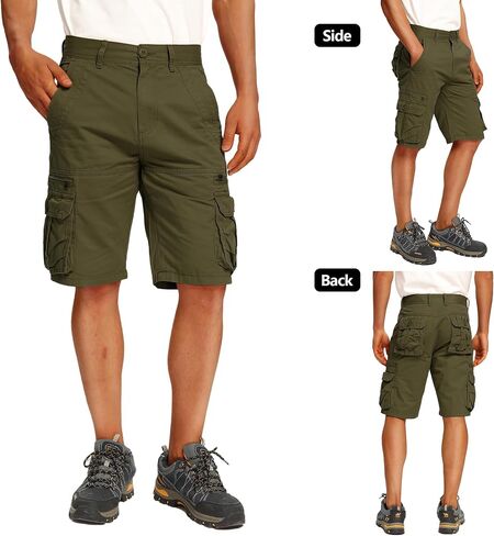 Men's Cotton Cargo Shorts Relaxed Fit Outdoor Casual Work Shorts with Zipper Pockets No Belt in Kuwait