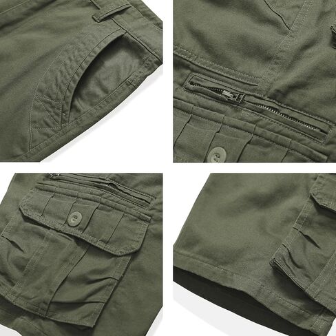 Men's Cotton Cargo Shorts Relaxed Fit Outdoor Casual Work Shorts with Zipper Pockets No Belt in Kuwait