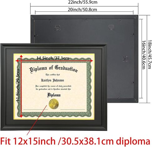 ltyhhk 12x17 دبلوم إطار الخشب الصلب الأسود ، يعرض دبلومات 12x17 مع الأسود على حصيرة الذهب أو 16x20 بوصة دون حصيرة ، إطارات شهادة 12x17 دبلوم 12x17 بوصة (L23B1620BG1217) in Kuwait