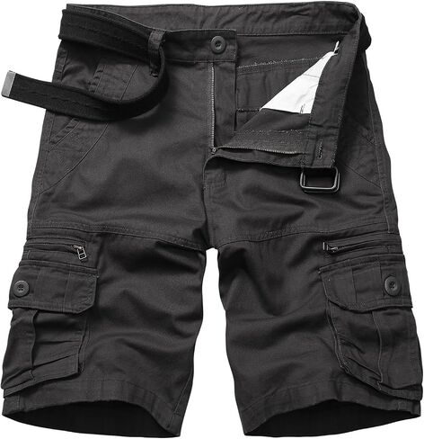 Men's Cotton Cargo Shorts Relaxed Fit Outdoor Casual Work Shorts with Zipper Pockets No Belt in Kuwait