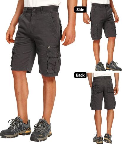Men's Cotton Cargo Shorts Relaxed Fit Outdoor Casual Work Shorts with Zipper Pockets No Belt in Kuwait