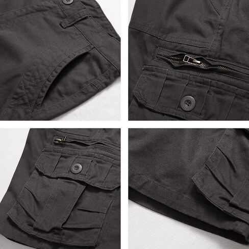 Men's Cotton Cargo Shorts Relaxed Fit Outdoor Casual Work Shorts with Zipper Pockets No Belt in Kuwait
