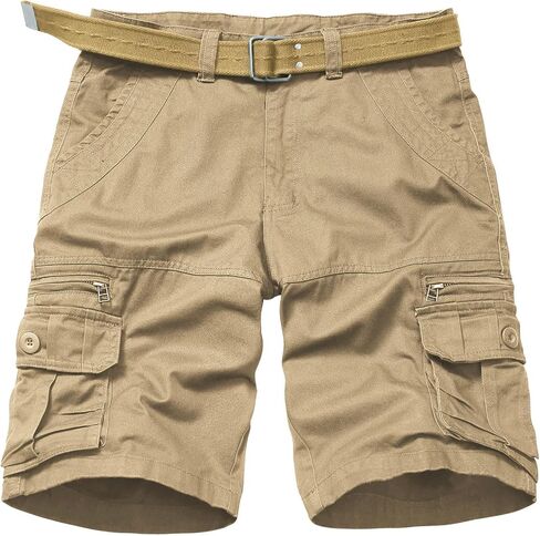 Men's Cotton Cargo Shorts Relaxed Fit Outdoor Casual Work Shorts with Zipper Pockets No Belt in Kuwait