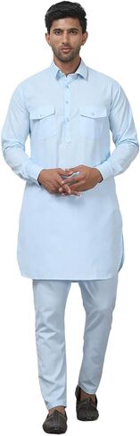 Maple Clothing Punjabi Kurta Pajama Set Pathani Mens Cotton Indian Clothes Bollywood Outfit in Saudi Arabia