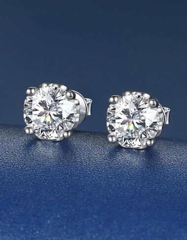 MomentWish Moissanite Earrings, Birthday Gifts for Her, Simulated Diamond Stud Earrings for Women, 925 Sterling Silver Studs Jewelry Gift for Anniversary Christmas in Kuwait