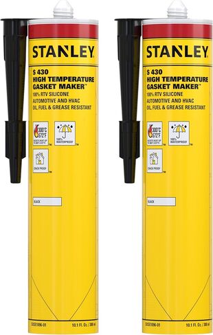 Stanley High -Temp RTV Silicon Samket Maker - الزيت ، الاهتزاز ومسربات السيليكون الأسود المقاوم للحرارة لأغطية صمام السيارات وأجزاء المحرك ، 10.1 fl.oz. أسود ، 2 عبوة in Saudi Arabia
