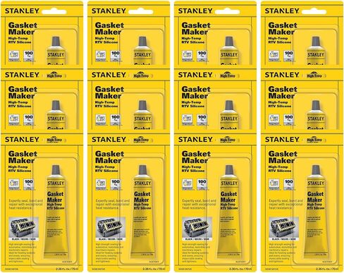 Stanley High -Temp RTV Silicon Samket Maker - الزيت ، الاهتزاز ومسربات السيليكون الأسود المقاوم للحرارة لأغطية صمام السيارات وأجزاء المحرك ، 10.1 fl.oz. أسود ، 2 عبوة in Saudi Arabia