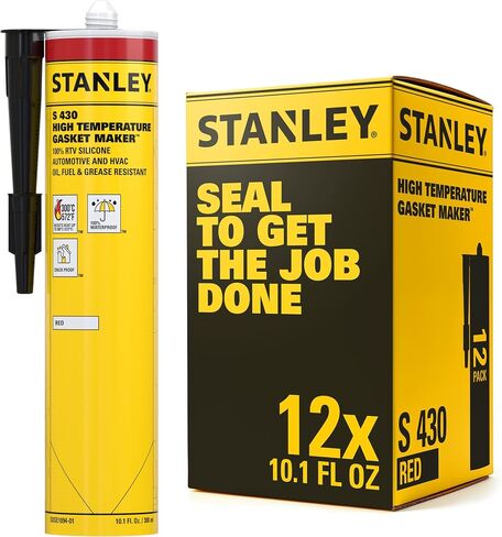 Stanley High -Temp RTV Silicon Samket Maker - الزيت ، الاهتزاز ومسربات السيليكون الأسود المقاوم للحرارة لأغطية صمام السيارات وأجزاء المحرك ، 10.1 fl.oz. أسود ، 2 عبوة in Saudi Arabia
