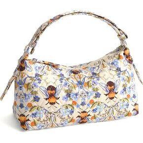 Vera Bradley Premium Cotton Roxbury Crescent Shoulder Bag, Bee Garden