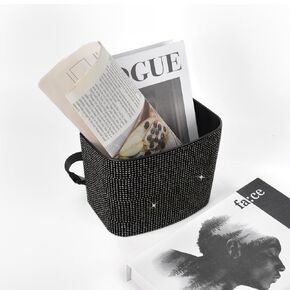 Rhinestone Car Trash Can Garbage Women Car Trash Can Opening Car Trash Bag Hanging Bling Automotive Trashcan for Women Car, Red