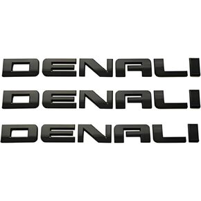 Denali 3-PC Black Nameplate Emblem HD Badge لنماذج GMC Yukon & Sierra 2007-2020-شعار بديل حقيقي