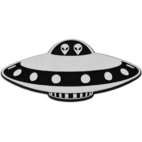 UFO Saucer Plastic Auto Emblem - [Silver][4'' x 1 3/4'']