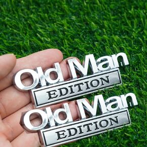 2PC Old Man Edition 3D Metal Emblem Fender الخلفية الخلفية الوفير شارة ملصق اللوحة ملصق لشاحنة السيارة (باللون الأحمر الأسود)