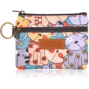 Waterproof Coin Wallet Small Leather Purse Blocking Cash Change Pouch Bag with Zipper Key Ring for Women Men ID Card Holder Money Made Weatherproof Fabrics