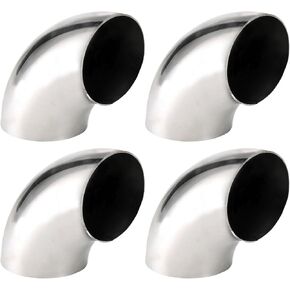 4 PCS الفولاذ المقاوم للصدأ كوع العادم ، 2.5 "مرفق المنحنى الطرف - سماكة 16GA/.065" الجدار ، SS304 مرفق غير القابل للصدأ لأنبوب كوع العادم المعدل للسيارة ، درابزين الدرج ، 90 درجة
