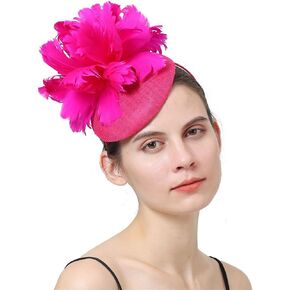 قبعة Sinamay fascinator مع زهرة أعلى ، أغطية رأس ريشة للريشة لحفل زفاف كوكتيل شاي كوكتيل شاي