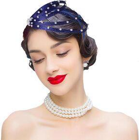 Sinamay Fascinators Headpiece for Women Ladies Derby Hat with Beads Wedding Cocktail Tea Party Dress Church Hats