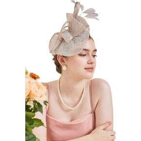 Gionforsy Fascinators Hat Pillbox Tea Party Hats for Feather Hat for Cocktail Wedding