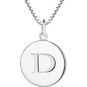 قلادة YL الأولية للنساء 925 Sterling Silver Round Letter Leptant مصقول المجوهرات الأبجدية A-Z