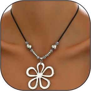 GIGB PBDK Boho Necklaces for Women Western Hollow Flower Beads Choker Necklace Vintage Long Floral Y Lariat Necklace Trendy Outfit Jewelry Accessories