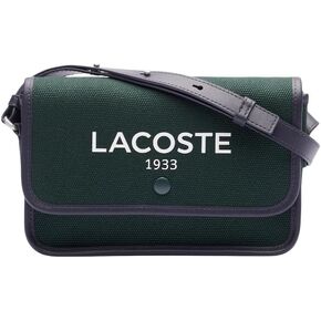 Lacoste Women's Heritage Canvas Flap Close Cotton Shoulder Bag, Sinople/Abysm, One Size