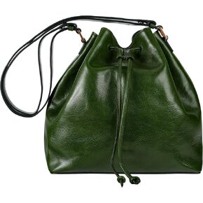 Time Resistance Leather Bucket Bag - Full-Grain Leather Handbag for Women - Italian Handmade Shoulder Bag