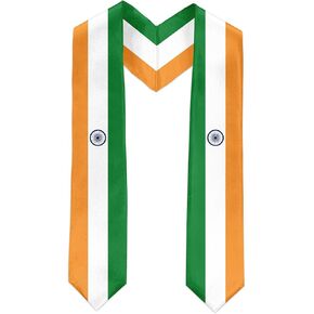 India Flag International Graduate Satin Stole Scarf with National Flag Design 72" Graduation Sash