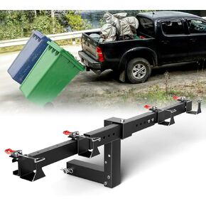 Adjustable Dual Trash Can Hauler Hitch, Wheeled Garbage Can Outdoor Towing Trailer Hitch, Suitable for Pickup/Golf/ATV/SUV/Truck with 2" Receiver, Black