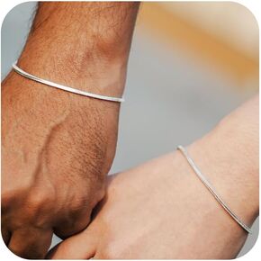 2mm 925 سوار سلسلة الأفعى الفضية الاسترليني للمرأة والرجال زوجين الأساور ، هدية الهيب هوب العصرية لجلفرينغ/صديقها/أحبائهم/أبي المجوهر