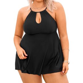 Cupshe Women's Plus Size Size Tankini يضع ثقبًا كبيرًا للرقبة في الرقبة.