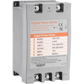 Single Phase to 3 Phase Converter，10HP 220V 3 Phase Converter，220V-240V Input/Output Digital Phase Shift for 10HP Motor