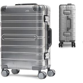 Nobl Travel Carry On Luggage, Noble Zipperless Aluminum Suitcase, 24x16.3x11 Airline Approved, Aluminum Metal Hardside Shell & Frame, 360° Spinner Wheels, TSA Locks, Interior Compression –Silver