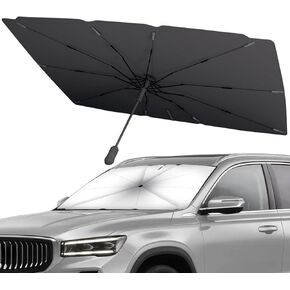 Sonomo Car Windshield Sun Shown Smbrella ، حماية الأشعة فوق البنفسجية والعزل الحراري ، درع شمس قابل للطي 210 طن للسيارات والشاحنات وسيارات الدفع الرباعي - 57 "× 33" غطاء النافذة الأمامية